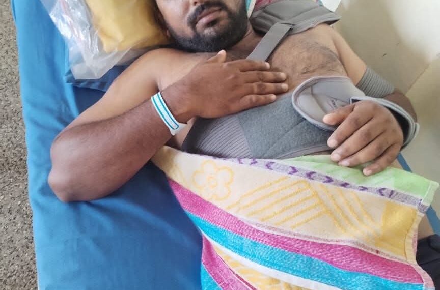 കുരങ്ങന്മാർ മരക്കൊമ്പ് തട്ടിയിട്ടു ; സ്കൂട്ടർ മറിഞ്ഞ് യുവാവിന് പരിക്ക്